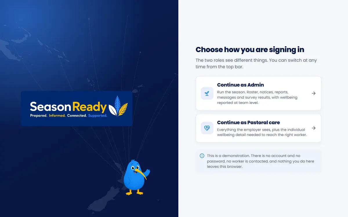 SeasonReady worker app and employer dashboard