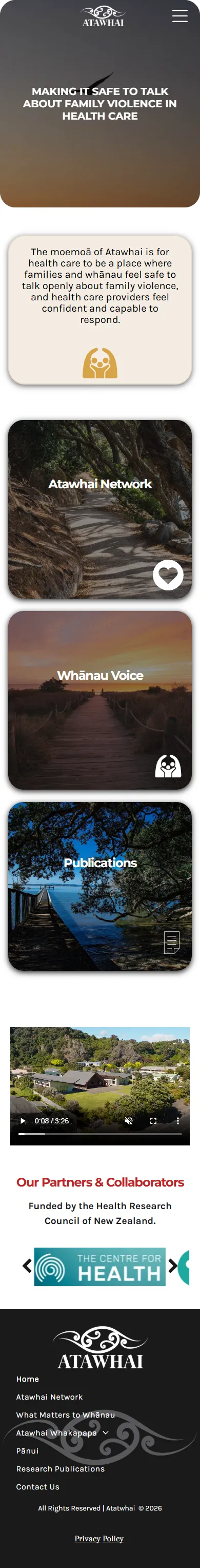 The full Atawhai home page on a phone